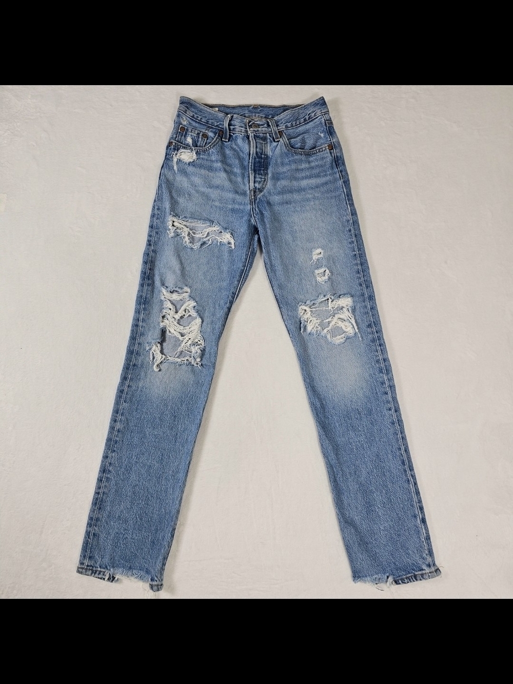 Levi’s 501 Skinny Distressed Ripped Jeans Women’s Size W25 L30 Button Fly